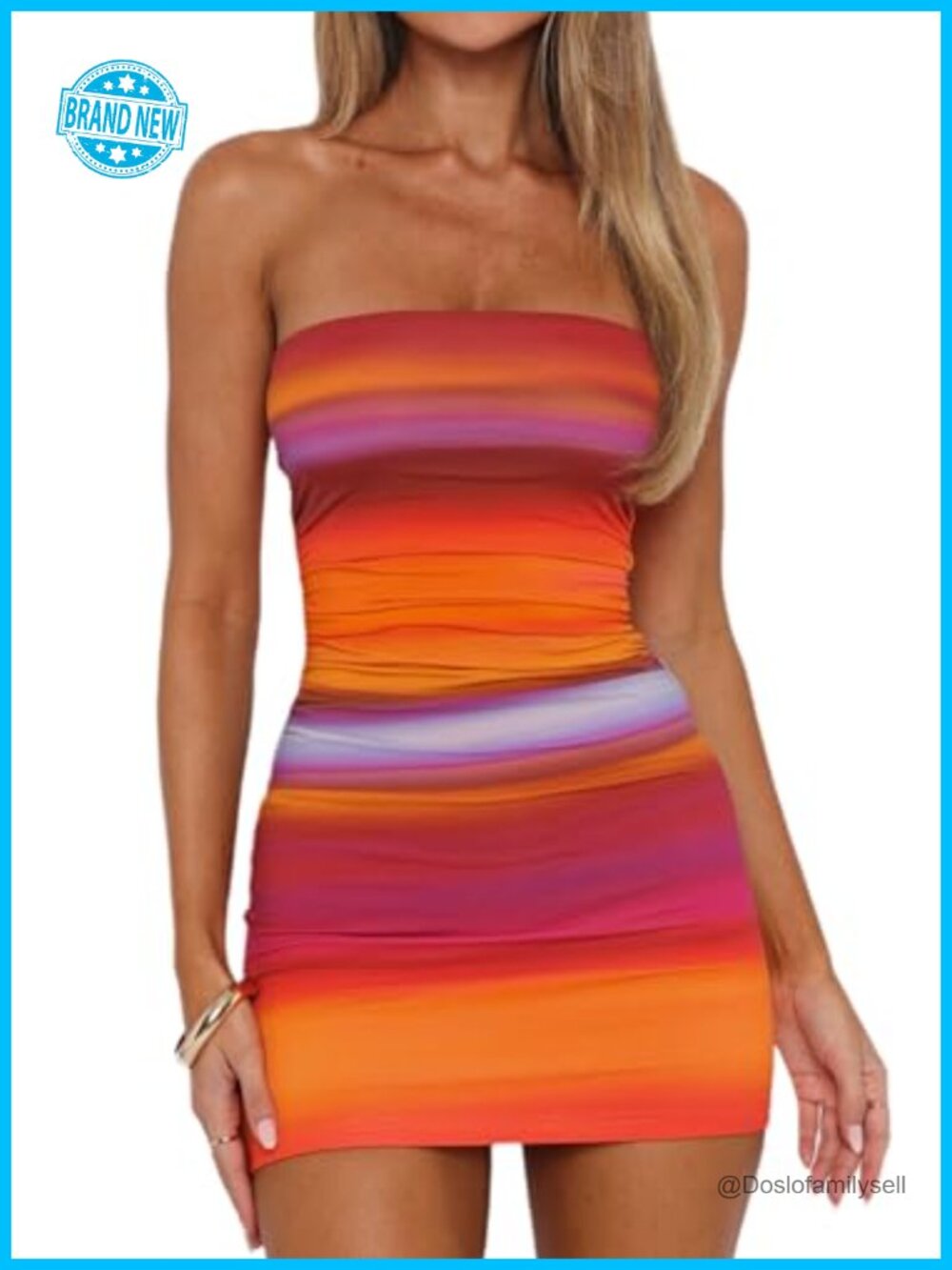 Women's Strapless Ruched Bodycon Mini Dress Backless Party Club